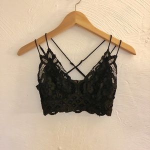 Free People Black Adella Bralette